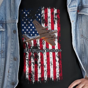 B-17 Flying Fortress Tee: American Flag WWII Aviation Shirt