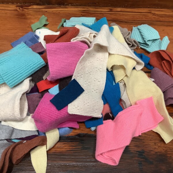 Upcycled cashmere cutter scraps #20. Cashmere pieces from sweaters. Cashmere bits for crafting