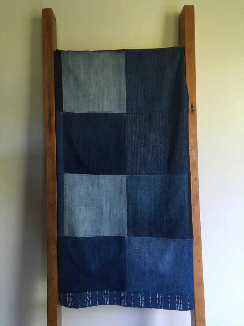 Upcycled denim Shoreview picnic blanket. Denim fort blanket. Etsy