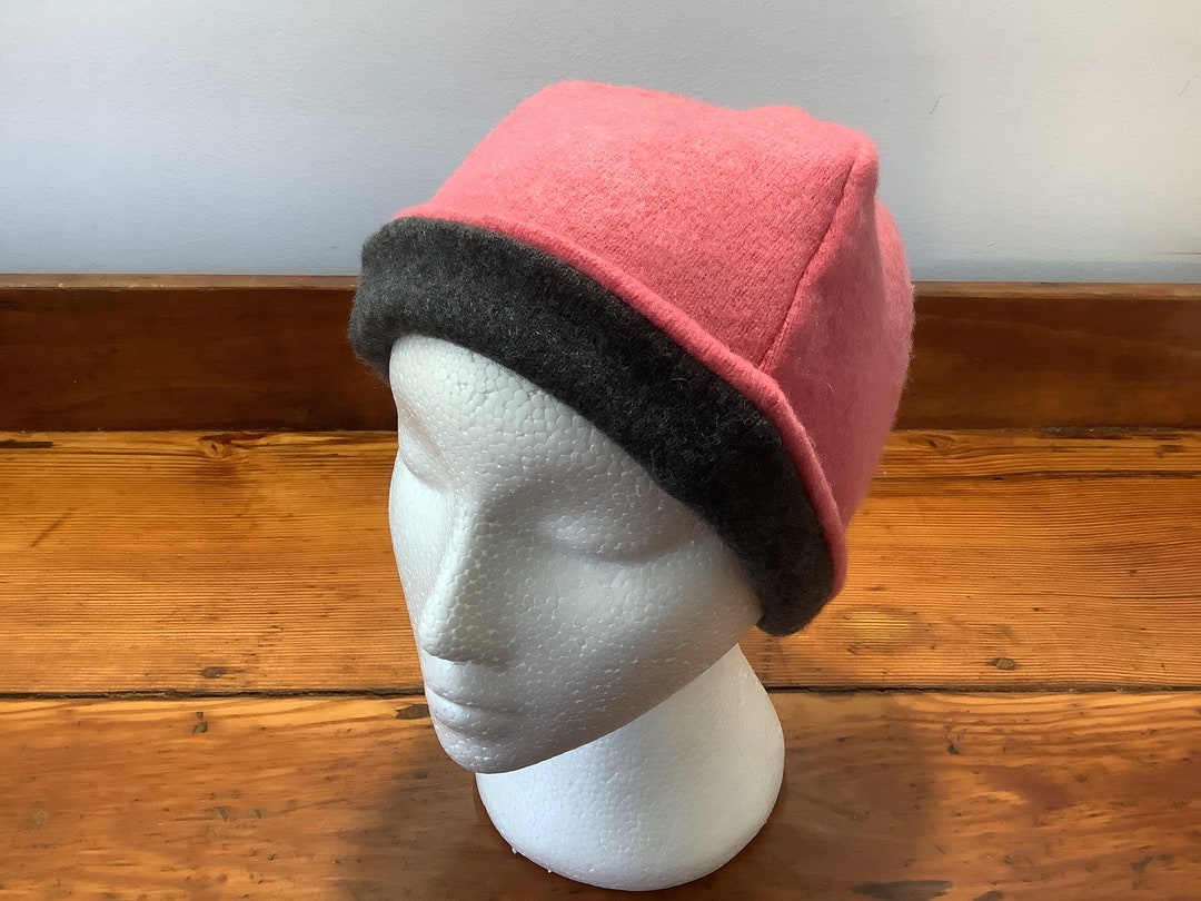 Upcycled Pink and Dark Grey Cashmere Cisco Hat #51. Recycled  display picture 2