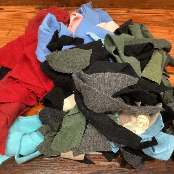 Cashmere scraps #8. Recycled cashmere cutter scraps. Cashmere pieces for crafting