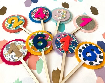 Personalised number wand cake topper- unique and colourful.