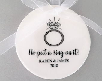 Personalized Engagement Ornament, Ring Ornament, Engagement Ornament, Engagement Ornaments, Engagement Gift, Just Engaged