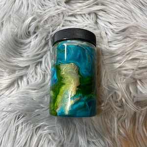 RTS /Glass /Stash Jar /10oz /Teal/Green/Ready to Ship /Stashjar/Cannabis jar/herb jar/smell proof/#9