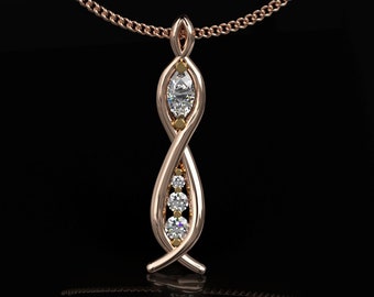 Curvy colored gemstone/diamond pendant