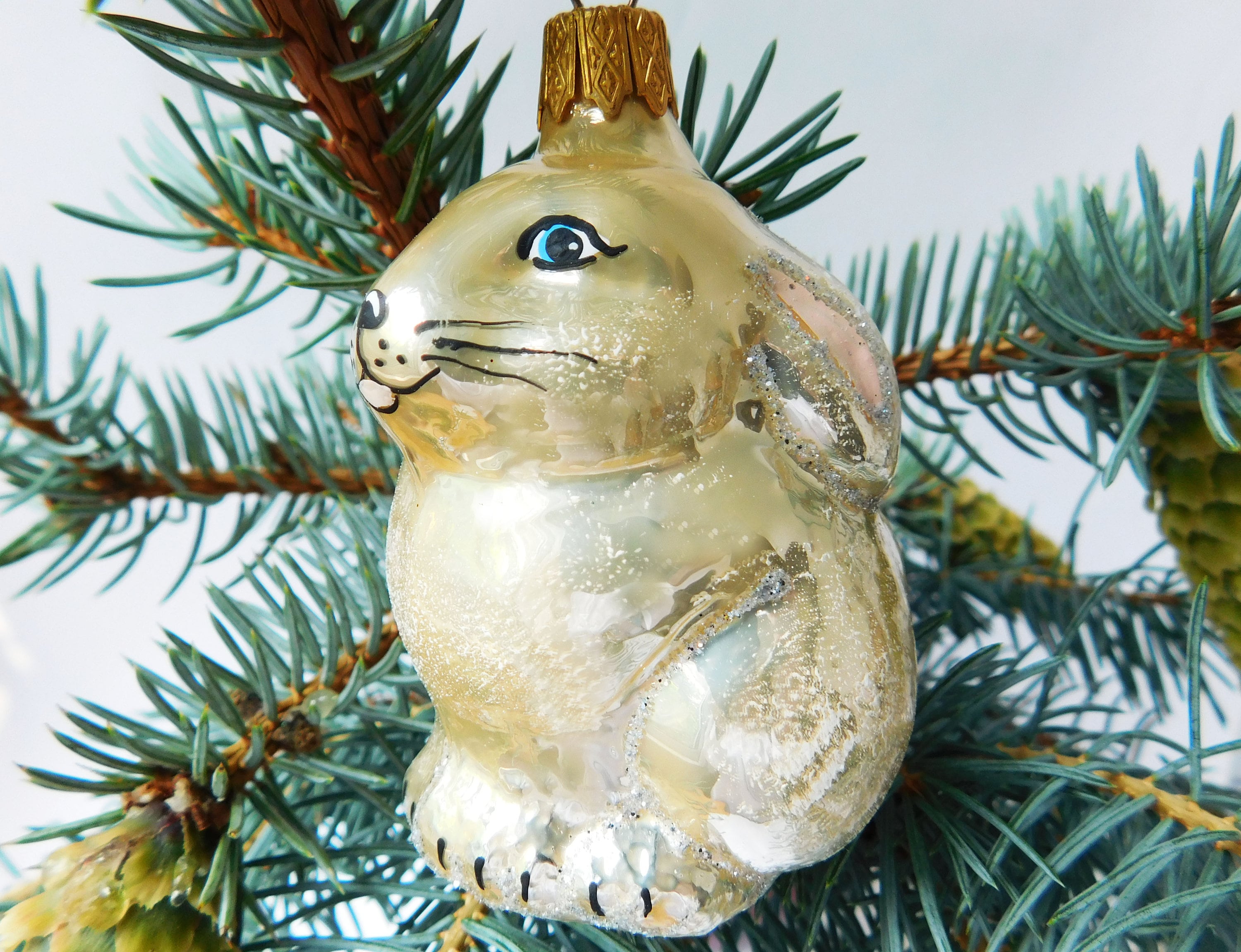 Christmas Bunny ornament hand painted Christmas ornaments Etsy