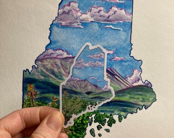 Maine Sticker Mt Katahdin Appalachian Trail 3" Vinyl Sticker