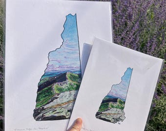 Franconia Ridge, New Hampshire - Appalachian Trail White Mountain hiking mountain watercolor art print