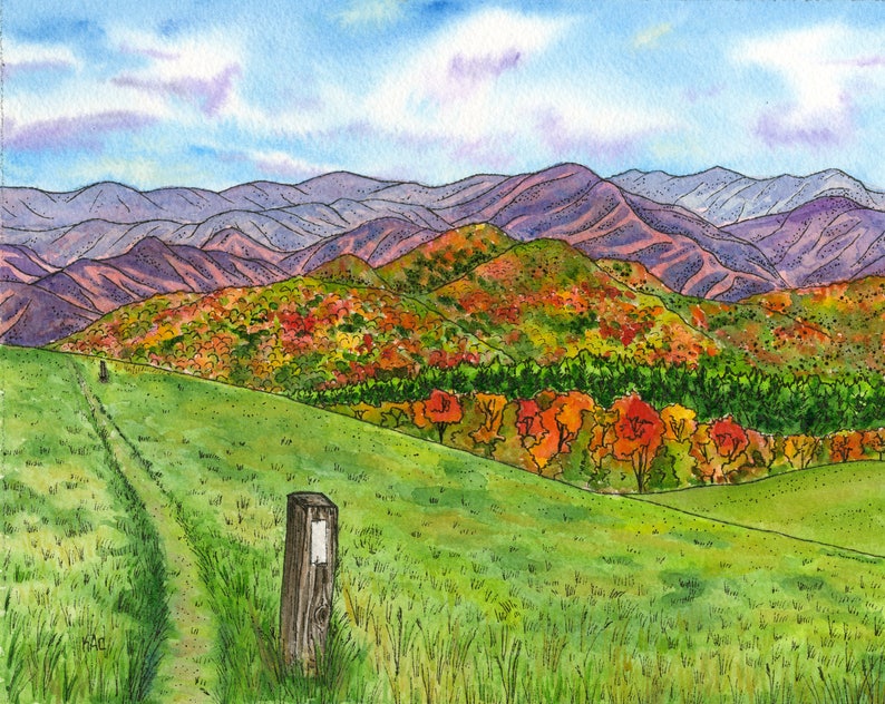 Appalachian Trail Fine Art Watercolor Print Max Patch North Etsy