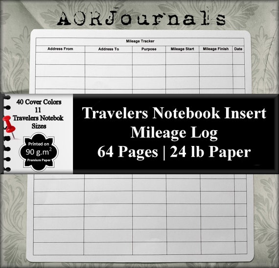 travelers notebook insert mileage record mileage log mileage etsy