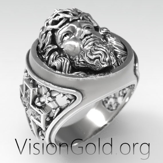 Bague Jesus bague Sauveur Jesus Christ en argent bijoux chretiens croix bague Jesus Messie 0610 Etsy France
