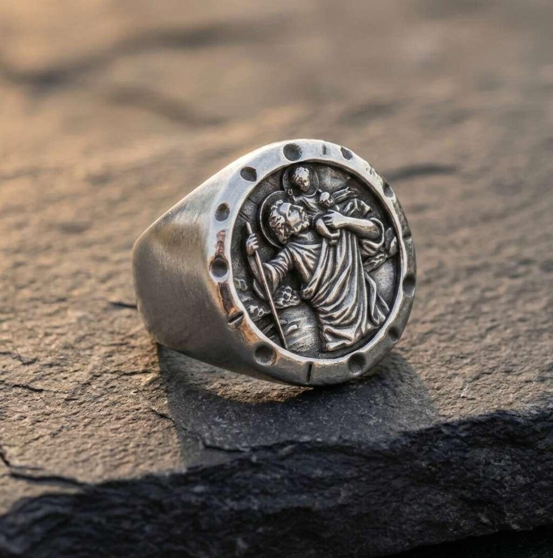 Vintage St Christopher Ring, Saint Christopher Signet Ring, Religious ...