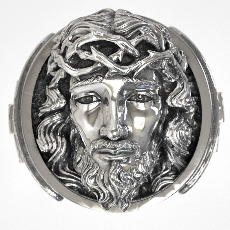 Jesus Ring , Silver Savior Jesus Ring , Cross Christian Jewelry ...