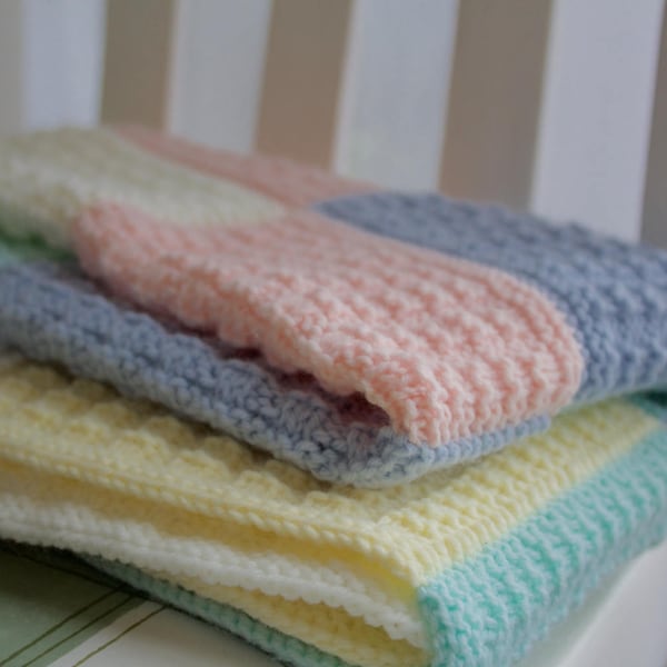 Baby blanket knitting pattern, Patchwork blanket knitting pattern, Modular blanket knitting pattern. PDF