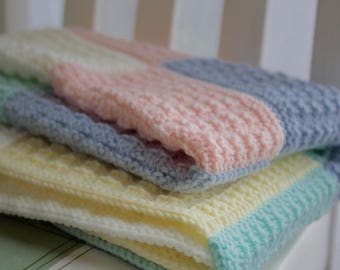 Baby blanket knitting pattern, Patchwork blanket knitting pattern, Modular blanket knitting pattern. PDF