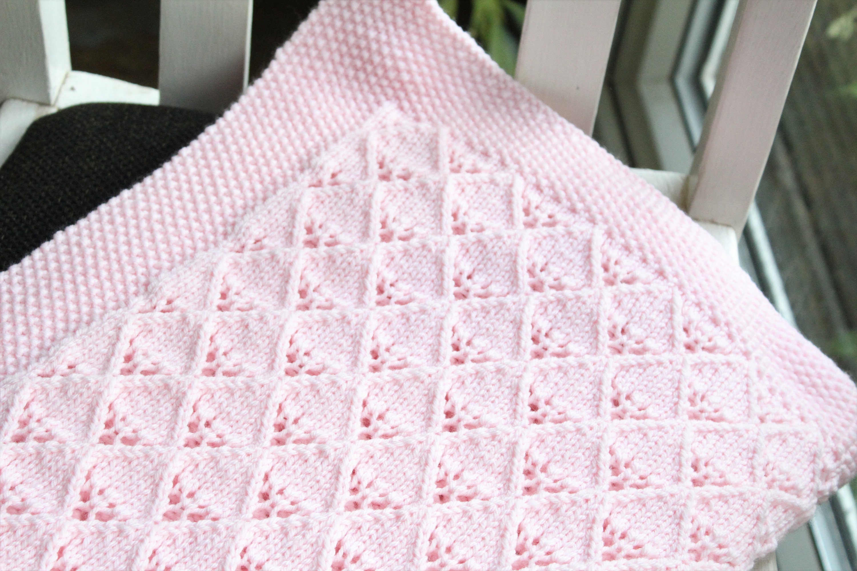 Lottie Baby Blanket Knitting Pattern - PDF. A Pretty Lace and Diamond ...