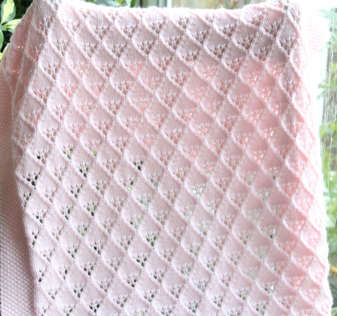 Lottie Baby Blanket Knitting Pattern PDF. A Pretty Lace and Diamond ...