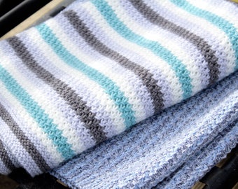 Baby Blanket Knitting Pattern, Heartwood Blanket Pattern, DK Blanket Pattern, Easy Blanket Pattern, Stripe Blanket Pattern.