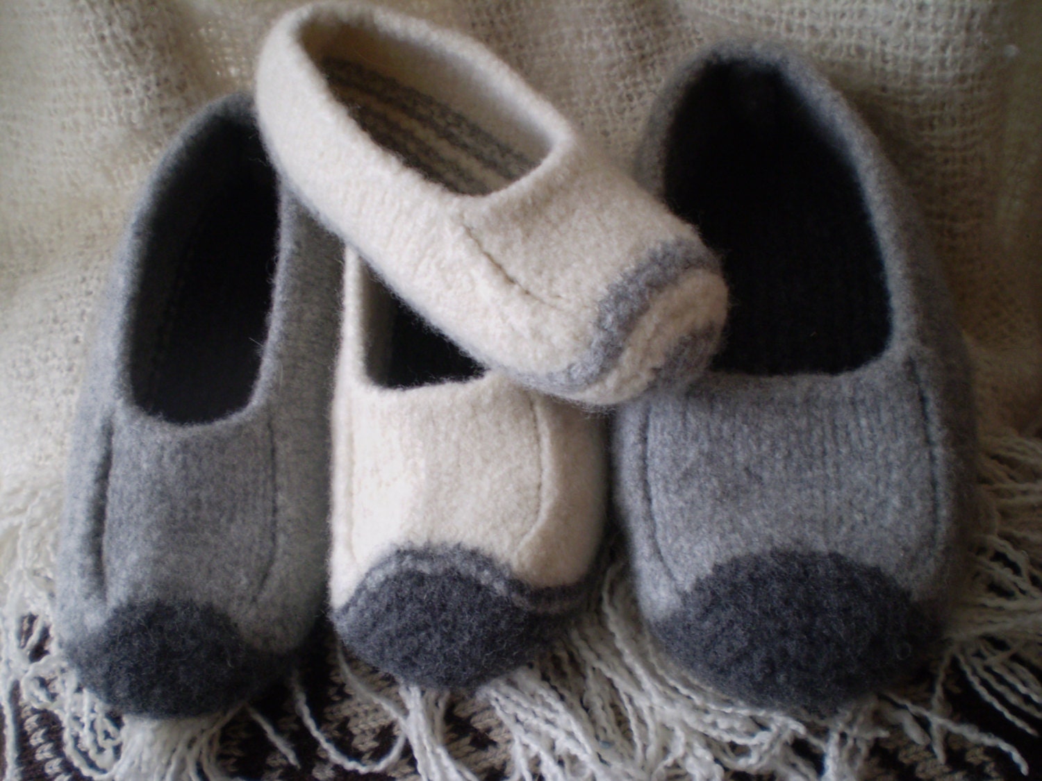 Knitted felted slippers sale