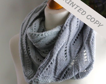 Two Color Cowl or Scarf Knitting Pattern, Rhombic Cowl Pattern - PRINTED COPY, UK only.