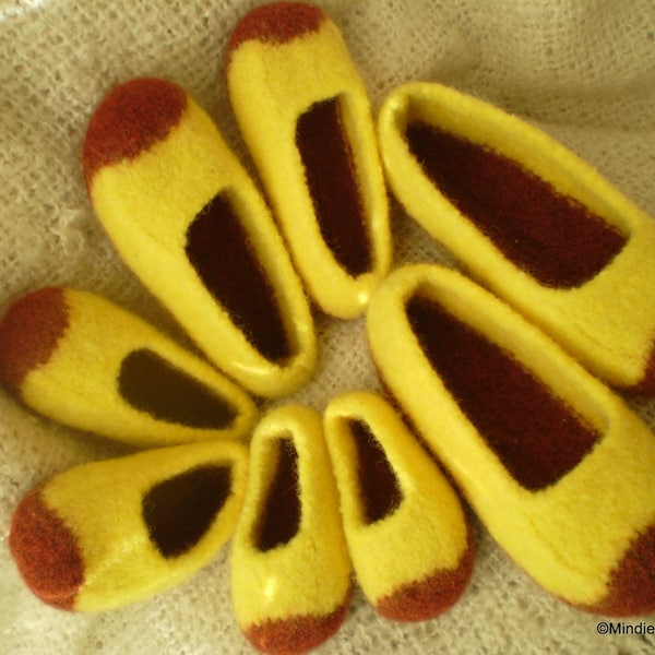 Children's easy felted slippers, Felted Slipper Pattern, Quick Gift, Little Duffers - A felted slipper pattern for babies and toddlers.