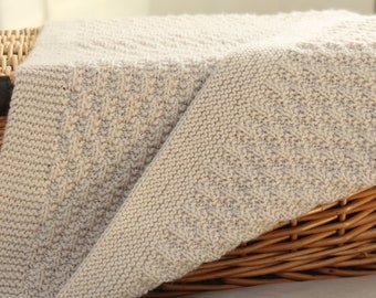 Birch Baby Blanket Knitting Pattern - Reversible textured blanket that is suitable for beginner knitters. Knitted in DK yarn in three sizes.