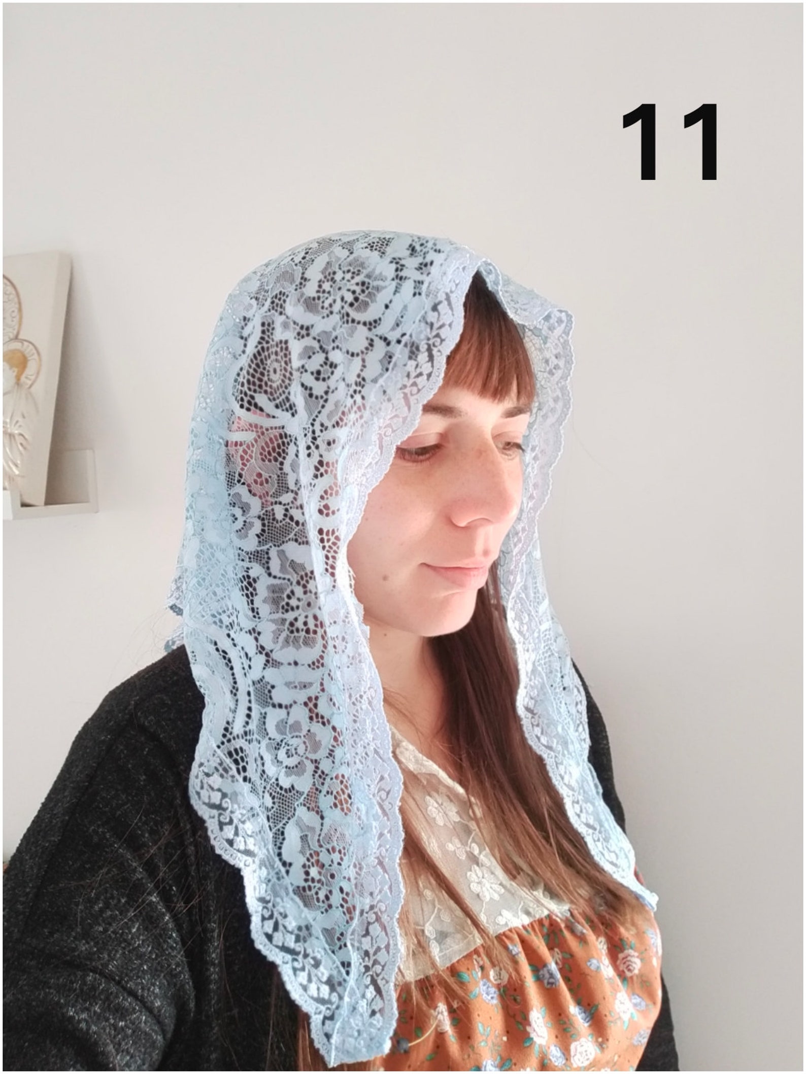 Velo Da Chiesa In Pizzo Vintage Triangolare, Nero, Per Messa