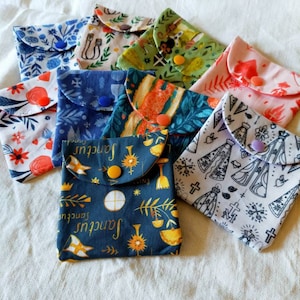 Pochette pour chapelet catholique en coton imprimé à thème religieux