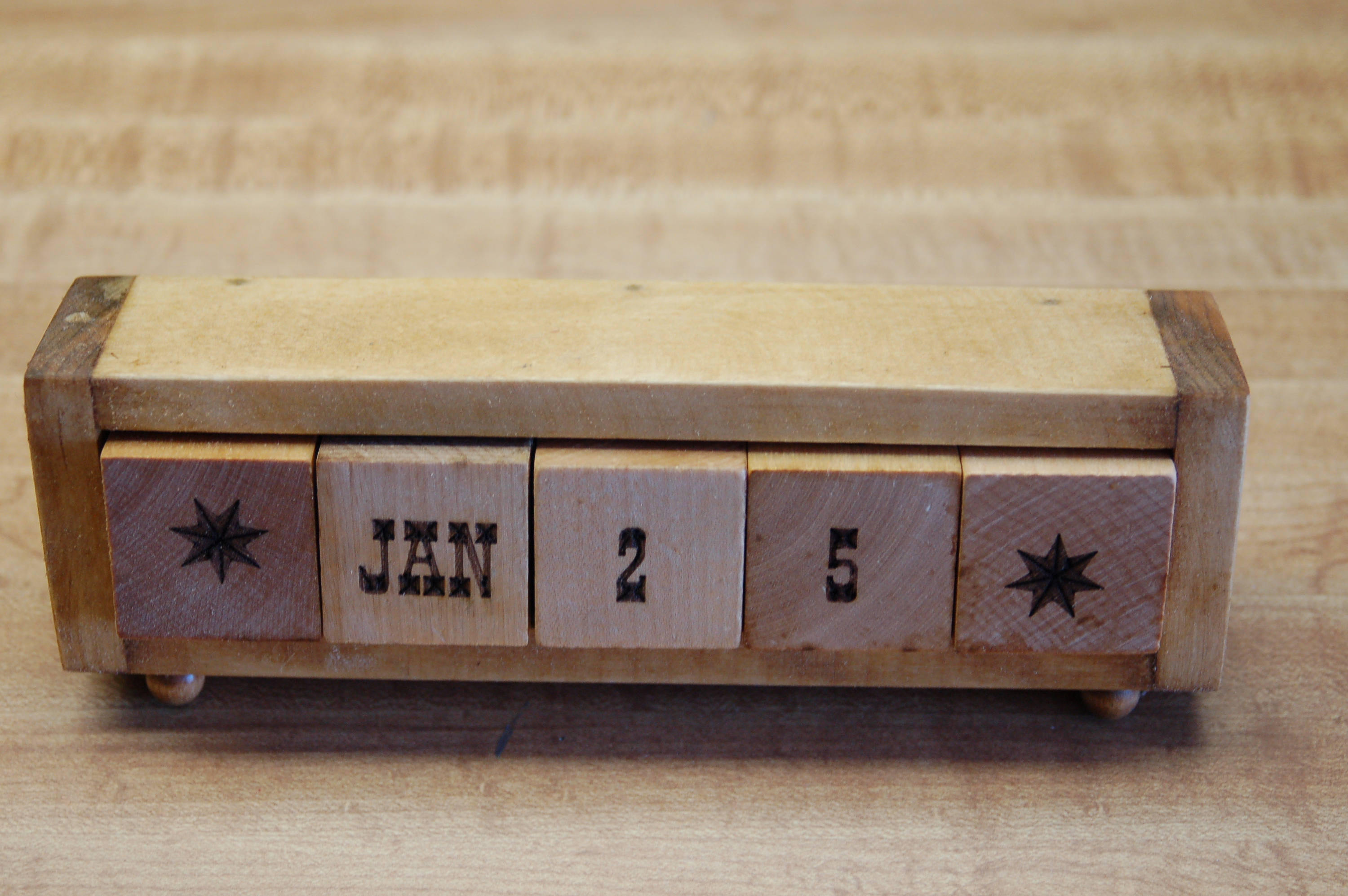 Hand Made Wood Block Perpetual Desk Calendar