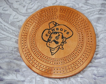 Tablero de cribbage redondo hecho a mano con Steamboat