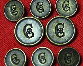 Vintage Cambridge Blazer Buttons Set Gold Brass Shank 1970s Men/'s