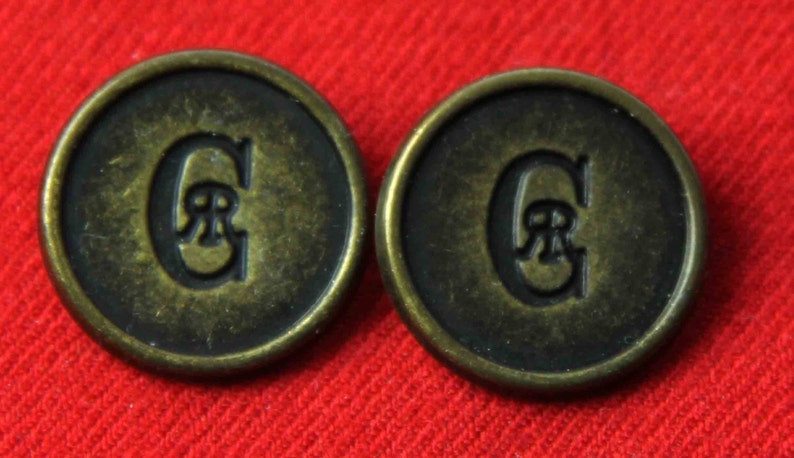 Two Men/'s Vintage Nino Cerruti Blazer Buttons Antique Gold Bronze Shank CR Monogram 1970s