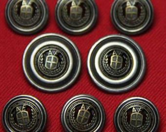 Vintage Abercrombie & Fitch Blazer Buttons Set Gray Black Gold  AF Monogram Men's