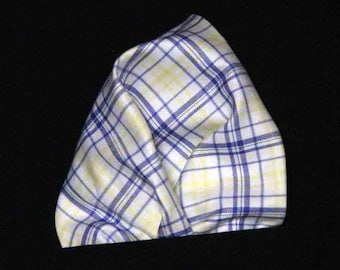 Hand Stitched Toile de Jouy Pattern Pocket Square Cotton Blue White Men's