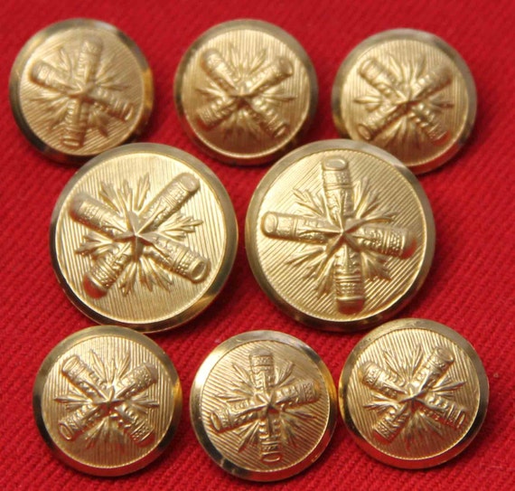 Vintage Cambridge Blazer Buttons Set Gold Brass Shank 1970s Men/'s