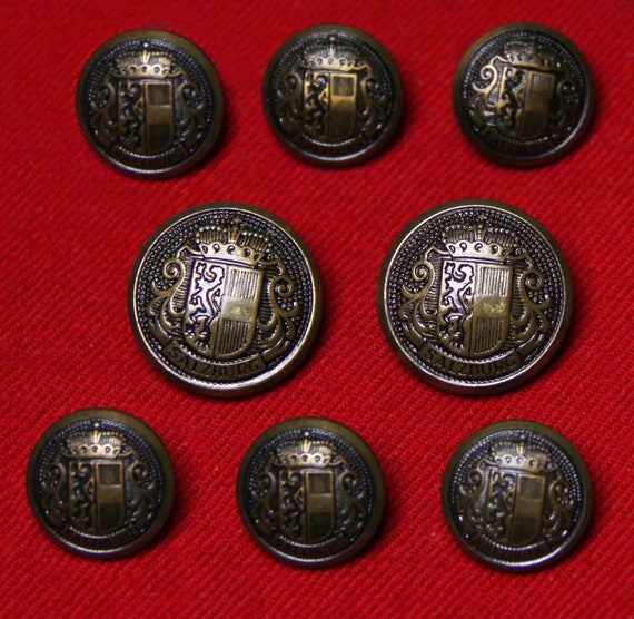 Vintage Cambridge Blazer Buttons Set Gold Brass Shank 1970s Men/'s