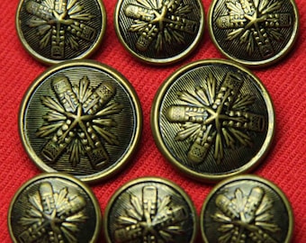 Vintage Arnold Palmer Blazer Buttons Set Brass Antique Gold Starburst Men's