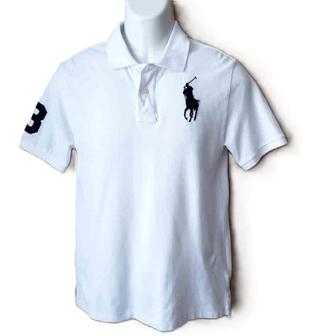 Polo Ralph Lauren Big Pony Polo Shirt White Black Boy's Size Large 14 ...