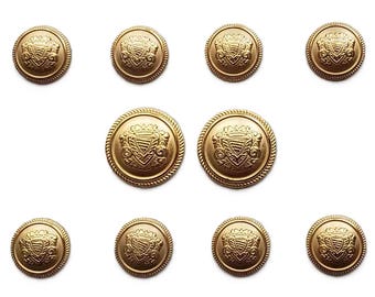 Jos. A. Bank Semi-Dome Blazer Buttons Set Gold Brass Shank Shield B9K Men's