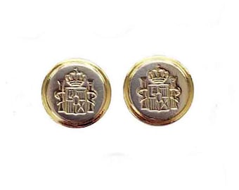 Two Mens Mappelli de Milano Blazer Buttons Set Etched Crown Shield Silver and Gold