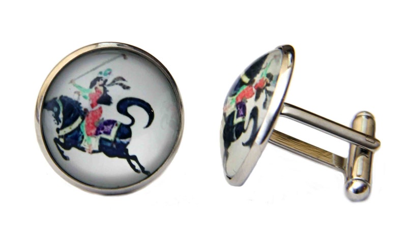 Gascoigne Handmade Ancient Polo Player Pattern Cufflinks