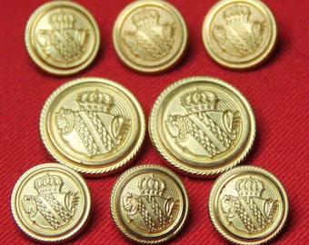 Vintage Palm Beach Blazer Buttons Set Gold Crown Shield Brass 1990s K6G Men's