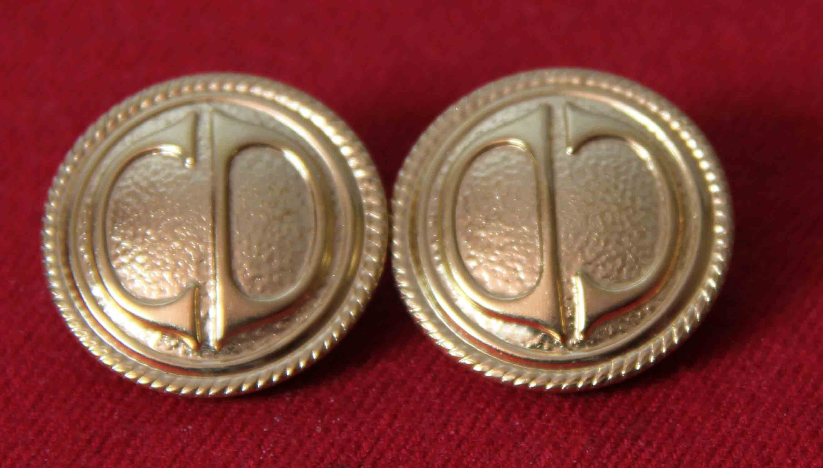 Christian Dior Buttons Set of 5 Metal White 20 mm CD Logo + Label