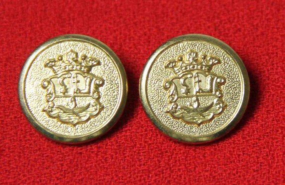 Vintage Cambridge Blazer Buttons Set Gold Brass Shank 1970s Men/'s