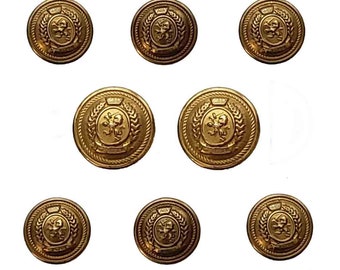 Tommy Hilfiger Blazer Buttons Set Gold Brass Rampant Lion Pattern Men's S1M