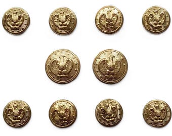 Conjunto de botones para blazer vintage Hart Schaffner Marx de los años 70 con águila patriótica de latón dorado G9Z para hombre