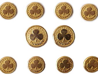 Rare Vintage Waterbury Shamrock Pattern Gold Brass Blazer Buttons Men's
