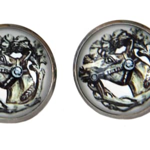 Gascoigne Handmade Equestrian Cufflinks Horse Head Silver Metal Alloy Men&#39;s