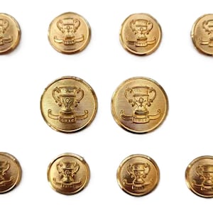 Vintage Waterbury USA Blazer Buttons Set Gold Brass Shank Winners Cup Trophy Shank E7X Men's
