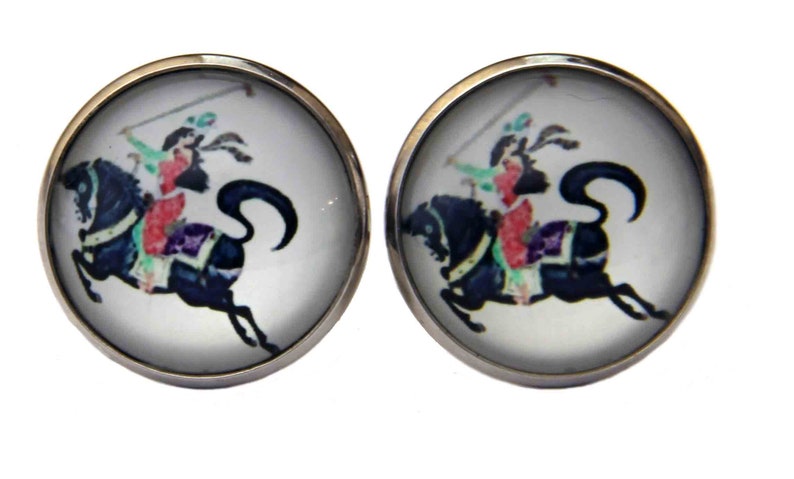 Gascoigne Handmade Ancient Polo Player Pattern Cufflinks